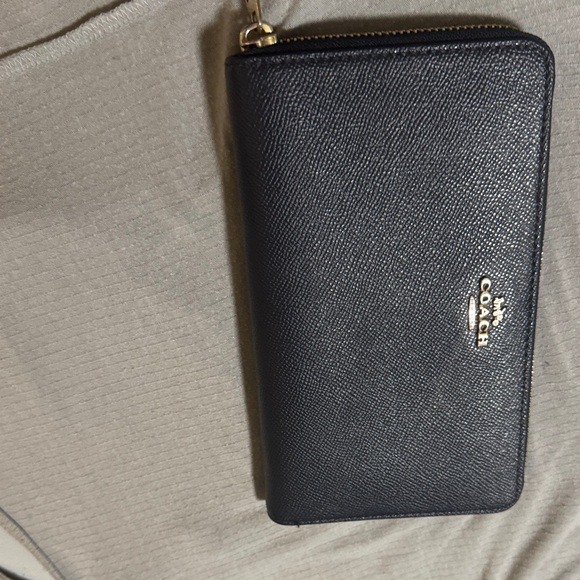 Coach Dark Blue Leather Zip Wallet - Picture 15 of 17